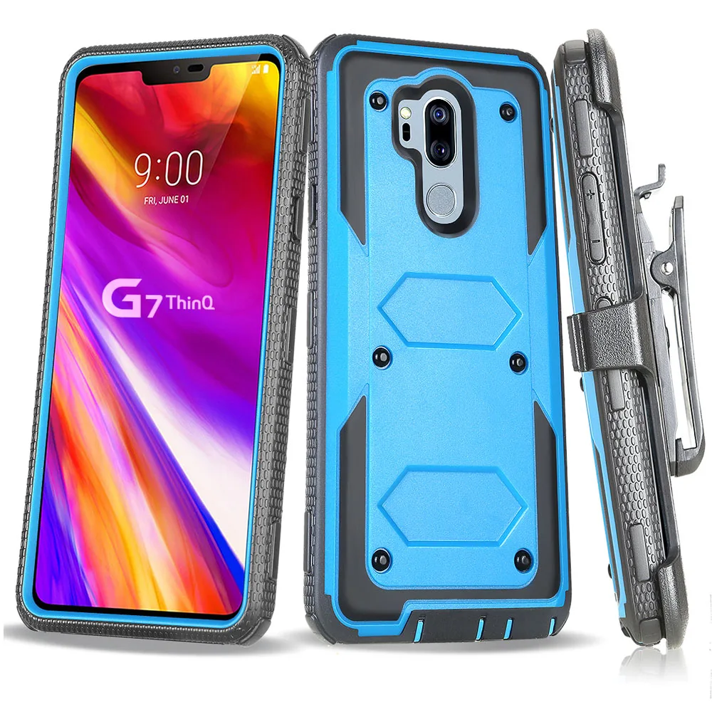 Гибридный Прочный чехол для LG G7 ThinQ / G8 противоударный жесткий с зажимом ремня