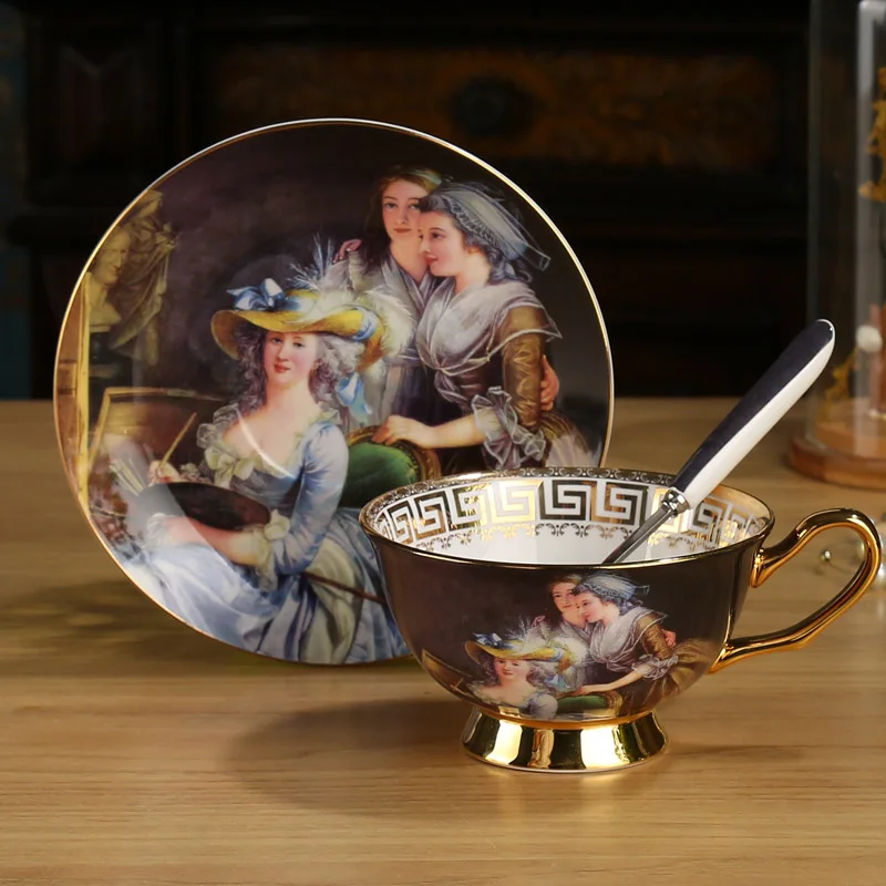 A7 1-piece set Классический рисунок живопись кофейные чашки и блюдце костяного фарфора фарфор для послеобеденного чая чашки набор чашка дизайн tazas де кафе кофе - Цвет: A7 1-piece set