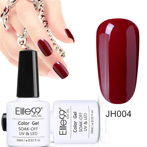 JH004 Elite99 10 мл Гель-лак для ногтей цвет красного вина Полупостоянный замачиваемый Светодиодный УФ Гель-лак для ногтей элегантный дизайн ногтей маникюр Гель-лак - Цвет: JH004