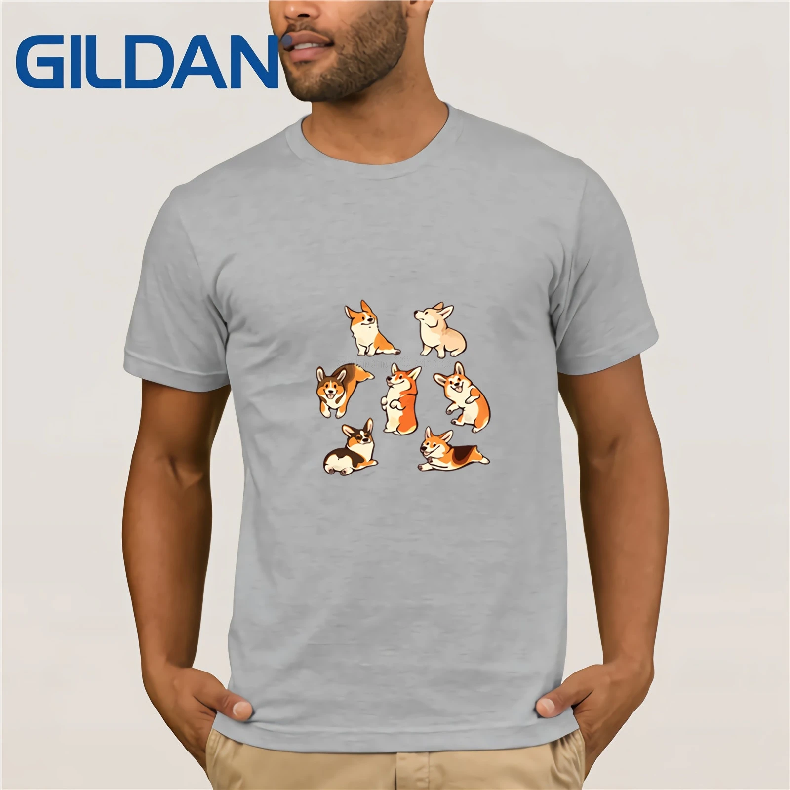 Camisetas Homme Топы хипстерская футболка каваи веселый корги Для мужчин Милая с для