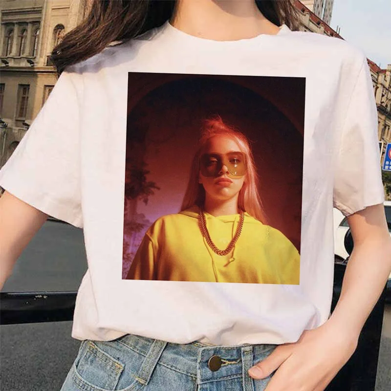 4599 Billie Eilish футболка ulzzang Женская Хип-хоп женская одежда футболка забавная harajuku Летняя Повседневная футболка ulzzang уличная одежда - Цвет: 4599