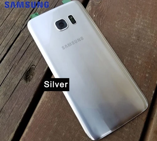 Чехол для задней батареи samsung, задняя крышка для samsung GALAXY S7 Edge, G9350, S7, G9300, задняя крышка для батареи, стеклянный корпус - Цвет: Silver
