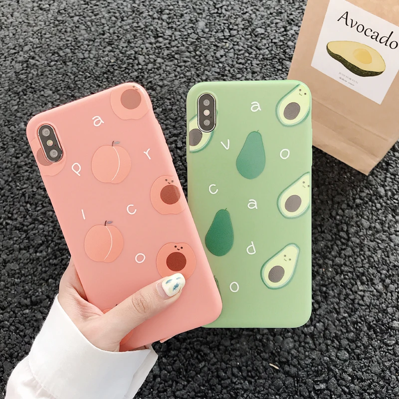 Летние чехлы с фруктами авокадо и персиком для iphone XR, милые чехлы для телефонов с буквами для iphone XS Max 6 6S 7 8 Plus, мягкая задняя крышка из ТПУ