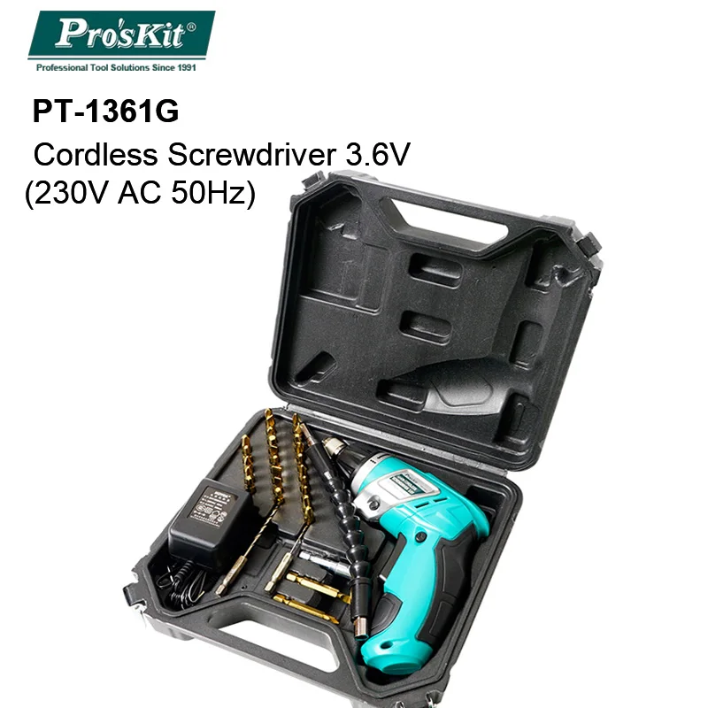 Pro'sKit 3,6 V/7,2 V электрическая отвертка литиевая батарея электрическая дрель беспроводные электроинструменты - Цвет: PT-1361G