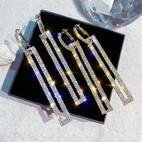luxury crystal statement earring tassel earrings for women popular wedding engagement ear pendants jewelry