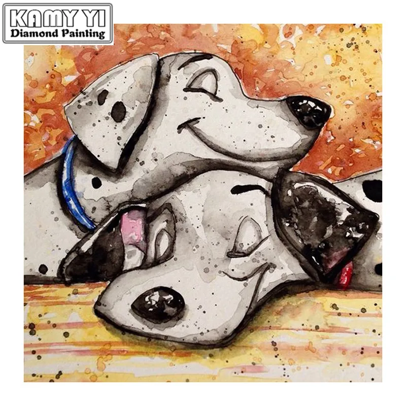 5D/3D DIY Алмазная картина Милая пятнистая собака вышивка крестиком круглая и