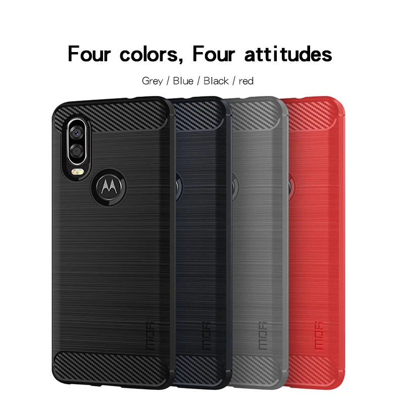 Для Motorola Moto One Vision чехол Mofi из углеродного волокна зерна мягкий силикагель задняя