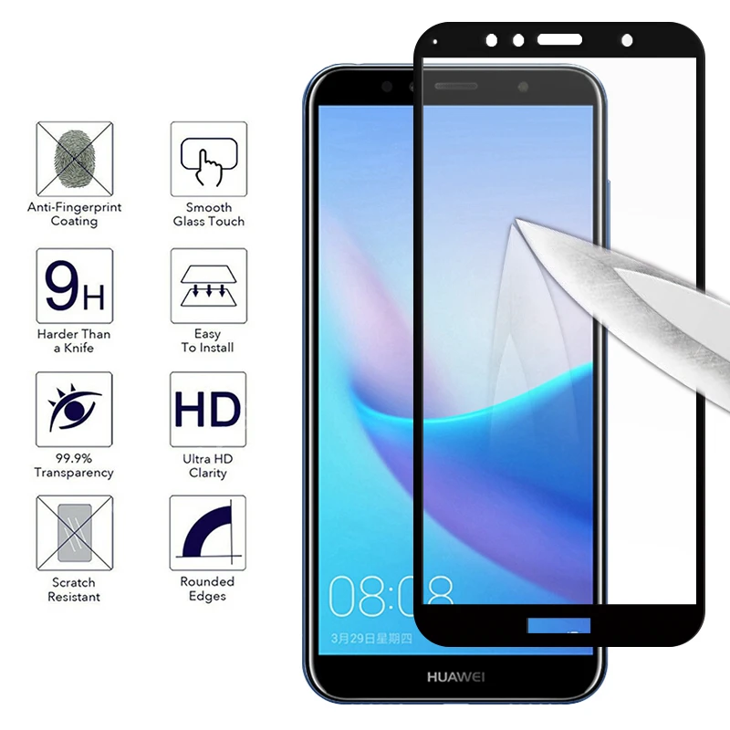 Стекло с полным покрытием 3D для Huawei Honor 7A Pro 7C 8X 5 45 7 99 дюймов защита Nova 4 Y5 Y6 Y7 Y9 prime 2018