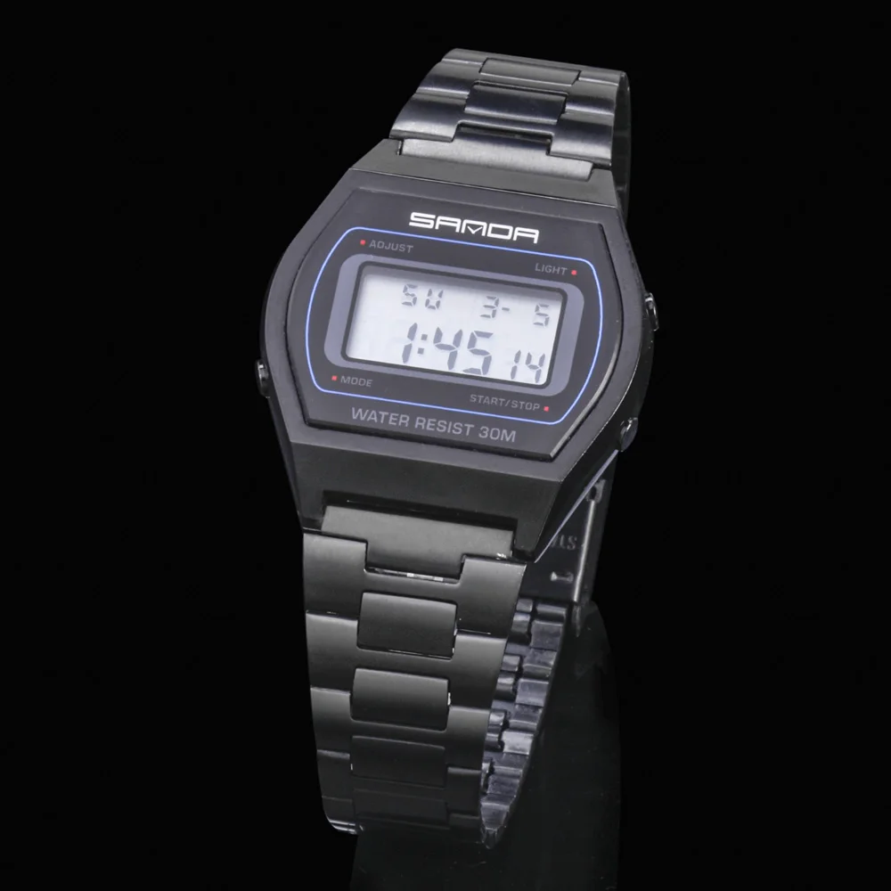 SANDA спортивные часы для женщин Дамский бренд электронные наручные из нержавеющей