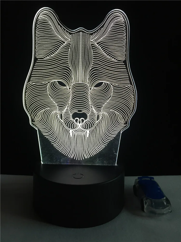 Животное голова волка 3D ночной светильник ing RGB LED USB фестиваль настроение