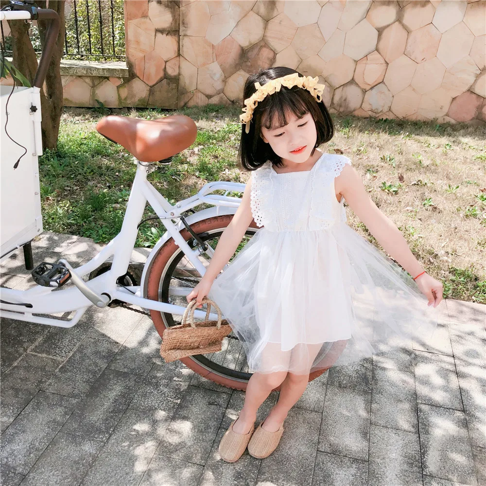 Girls Dresses 2019 Spring New Children's Wear Sweet Embroidery Mesh Stitching Vest Princess Dress | Детская одежда и обувь