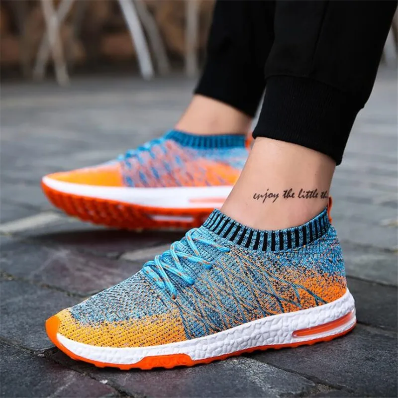 Мужская повседневная обувь из дышащей сетки разноцветная унисекс без застежки