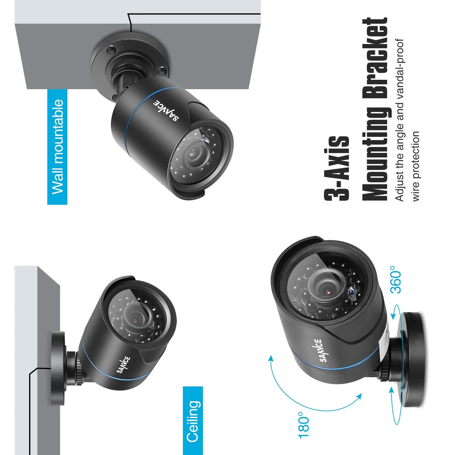 Система видеонаблюдения SANNCE 8 каналов 10 1 дюйма 1080N HDMI DVR 6 шт. 720P водонепроницаемая