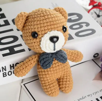 12*8 см коричневый Kawaii Медведь симпатичный брелок крючком ручной вязки Amigurumi