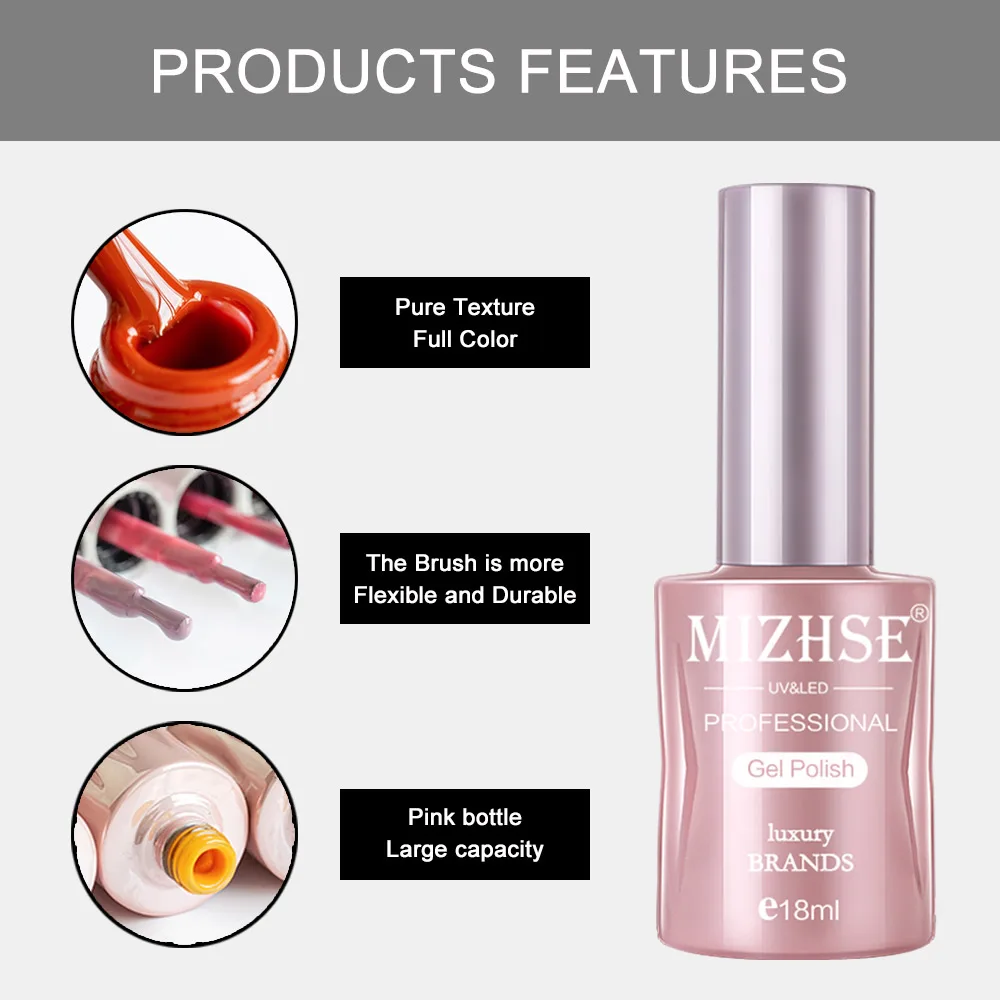 

MIZHSE 18ML UV Gel Varnish Nail Polish Set For Manicure Gellak Semi Permanent Hybrid Nails Art Off Prime White gel nail polish