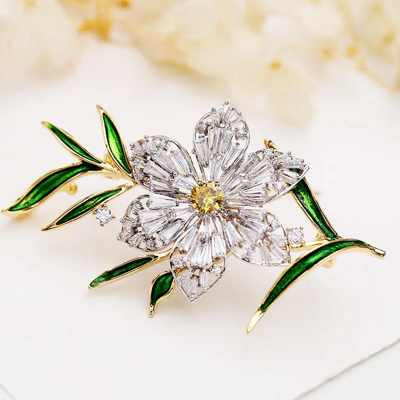 Модная брошь SINZRY с фианитом аксессуары для ювелирных изделий цветок из фианита