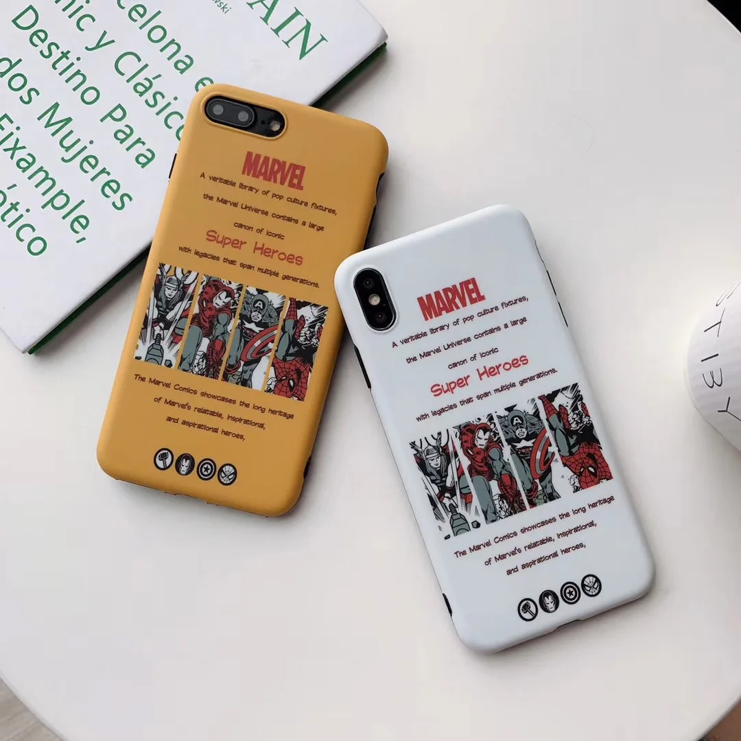 MARVEL логотип супергероя Железный Человек-паук Капитан Америка чехол для Apple iPhone 7 8