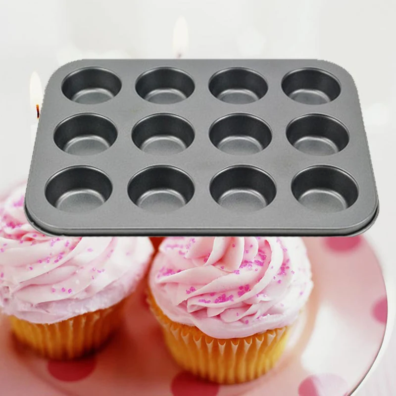 Shiyu 12 Cup антипригарные маффины желе и сковорода для кексов Tart Quiche темно серого