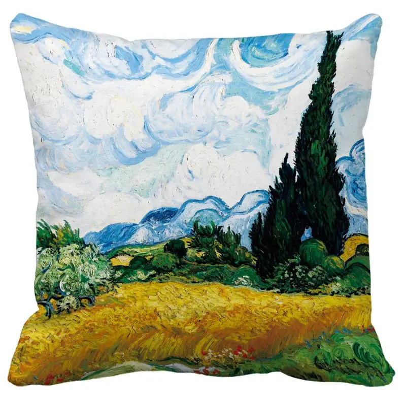 Наволочки для подушек с масляными рисунками NVan Gogh, простые геометрические декоративные наволочки для дивана из полиэстера и хлопка