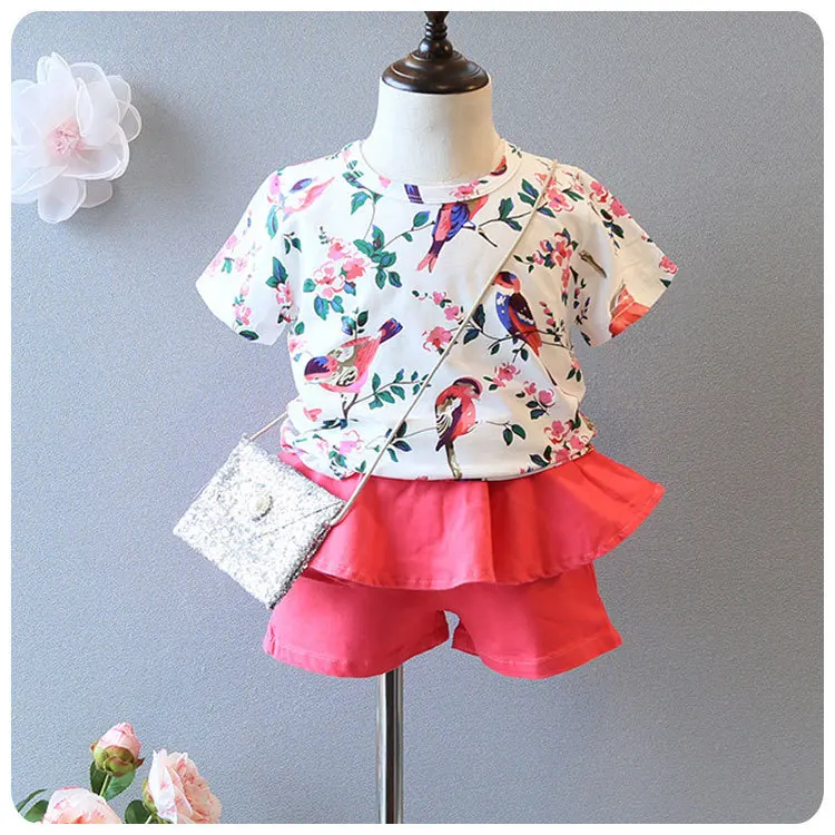 

Наплыв детей. Одежда 2016 г., футболка с коротким рукавом и принтом для маленьких девочек, куртка одежда без подкладки для девочек