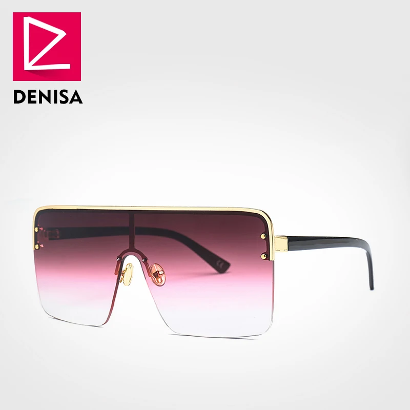 Red Sunglasses DENISA, квадратные солнцезащитные очки выше размера d, мужские размера плюс, женские очки с большой полуоправой, UV400, Gafas Del Sol Mujer 22083 - Цвет линз: Red Sunglasses