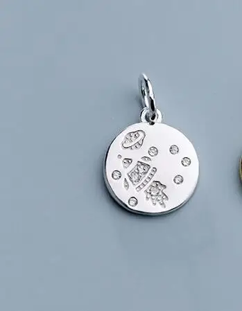 silver 1pcs Мода Круглый Мультфильм AAA циркон мощеные Висячие Подвески 925 пробы серебряные украшения Подвески DIY Девушки ювелирных изделий Поставщик - Metal color: silver 1pcs