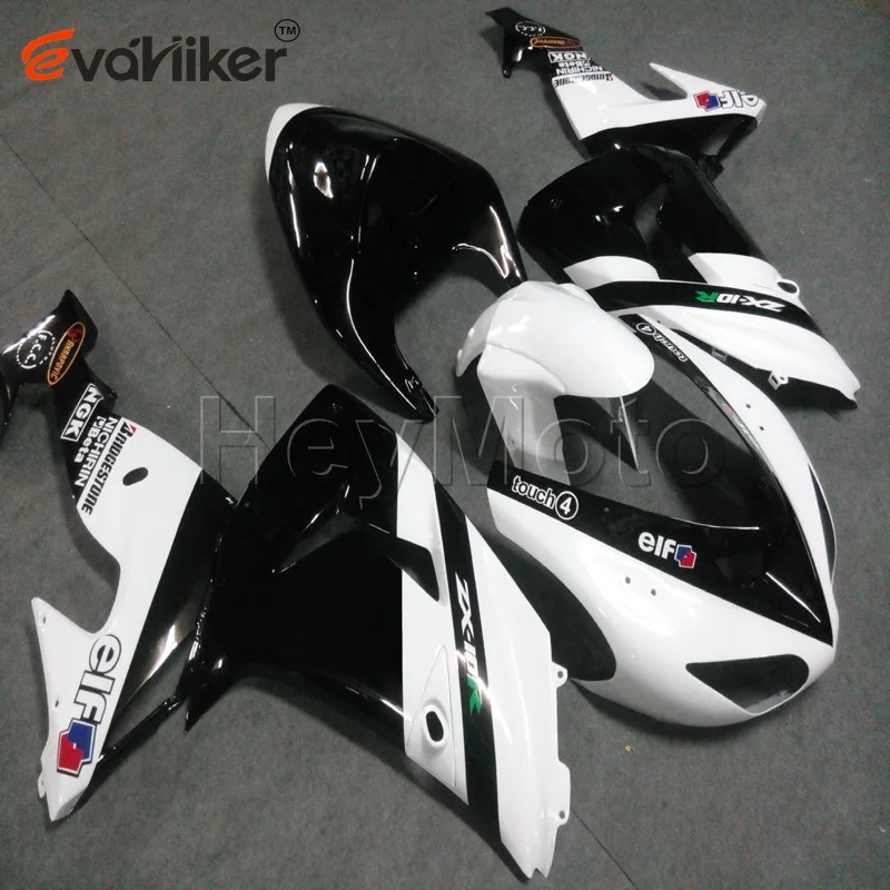 

motorcycle fairing hull for ZX10R 2006 2007 white black ZX 10R 06 07 ABS Plastic motor panels kit H2