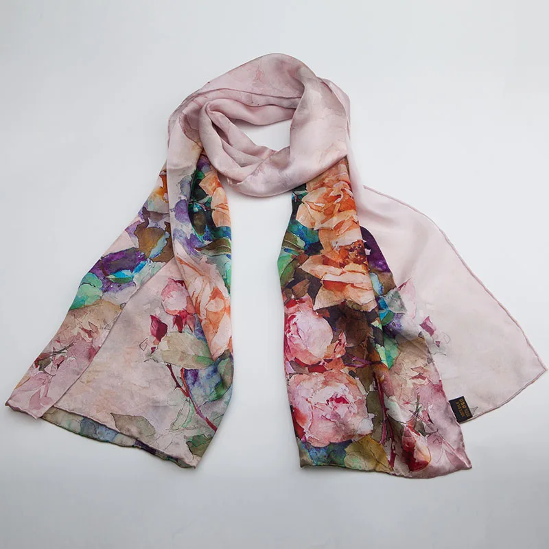 Шарф высокого качества из 100% натурального шелка шаль накидка хиджаб женские