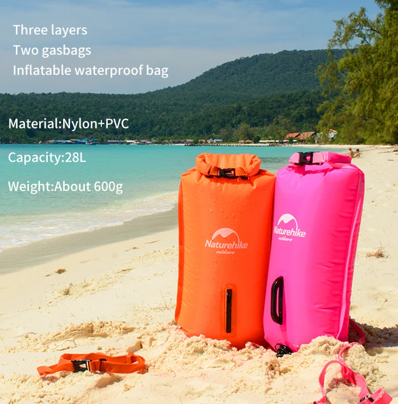 Naturehike 28L надувной водонепроницаемый плавательный мешок плавательный флотационный мешок сухой водонепроницаемый мешок для спасательный жилет NH17S001-G