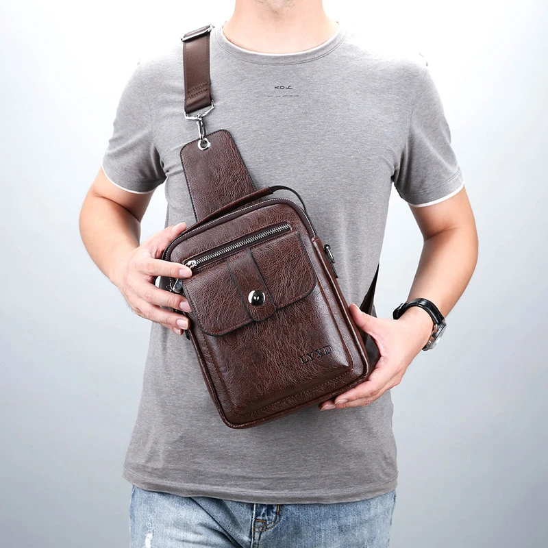 Мужская деловая дорожная сумка мессенджер в стиле ретро из искусственной кожи
