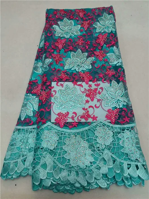 pink blue Gupure African Lace Fabrics 5yards Polish Cotton Fabric Embroidery Applique Swiss Voile | Дом и сад