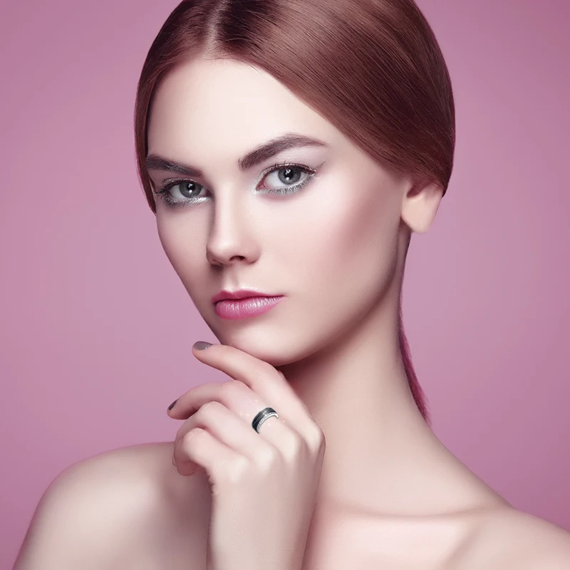 Мужское и женское кольцо с инкрустированным цирконием однослойное керамическое