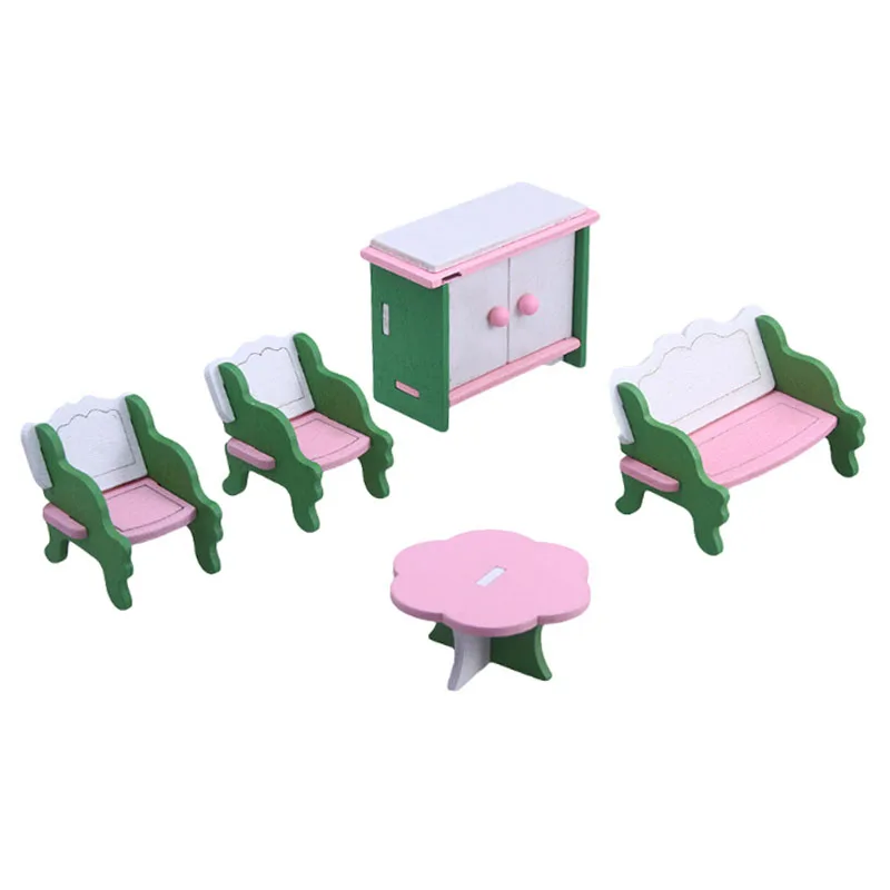 DIY 3D игрушечная мебель деревянная кукольная двухместная кровать кукольный домик с мебелью миниатюрный для детей играть игрушка; развивающая игрушка для детей лучшие подарки
