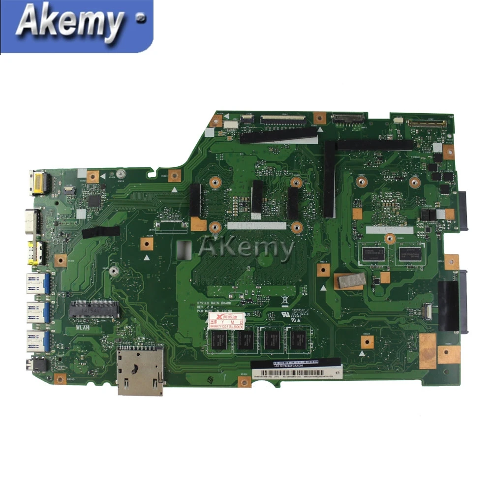 Akemy X751LD материнская плата для ноутбука ASUS X751LN X751LK X751LD X751LA, тестовая оригинальная материнская плата I5-4200U, процессор, 4 Гб ОЗУ, GT820M
