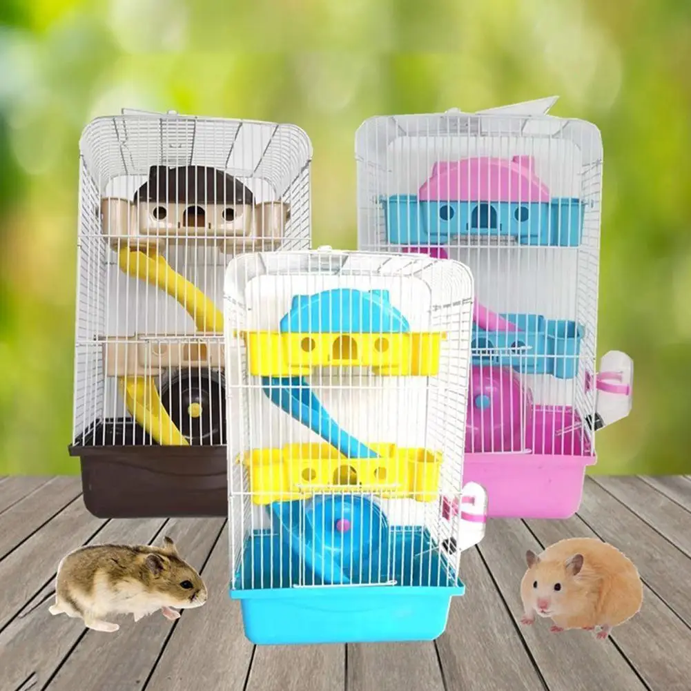 Adeeing 3 слойная повышающая вилла форма клетка для питомца с бегущим колесом миска