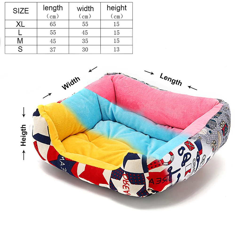 Цветной для домашних животных собак кровать хлопок теплый дом подстилка собаки
