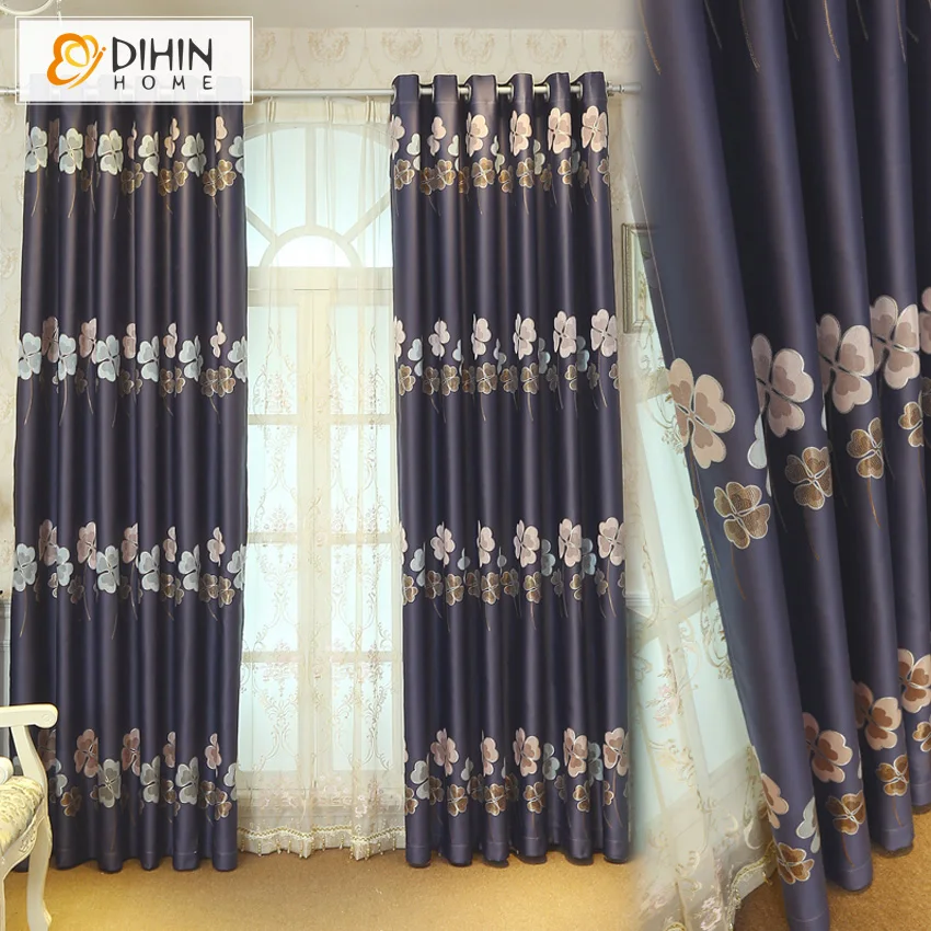 Затемняющие шторы в пасторальном стиле с вышивкой 3 цветах для гостиной