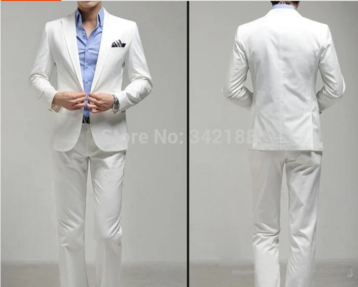 

TOP New Arrive White Suit Silm Korea 1 button men's suits wedding suits groom tuxedo suit for mens/Groomsman Tuxedoswedding men