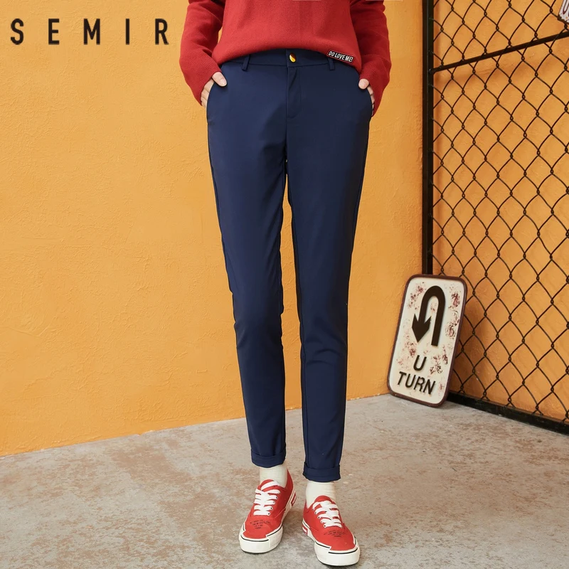 SEMIR, женские брюки,, зимние, узкие, повседневные, женские, Стрейчевые брюки, черные, девять cent, модные, крутые