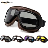 nuoxintr motorcycle goggles helmet with smoking lens motorcycle goggle vintage pilot biker leather moto bike atv goggle