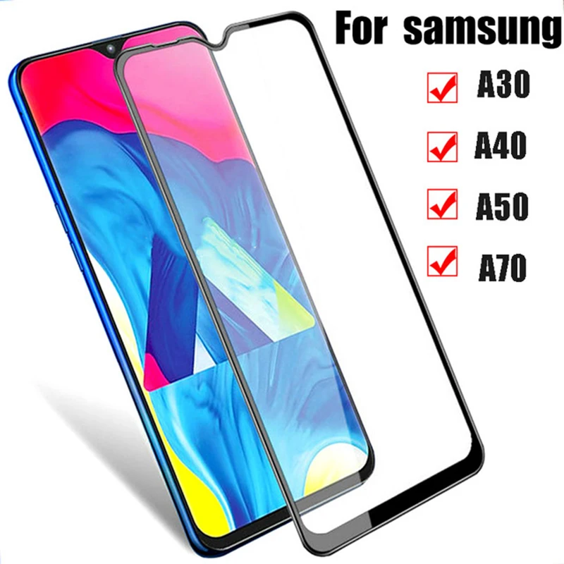 Защитное стекло для Samsung Galaxy A70 чехол с полным покрытием A30 A40 A50 2019 закаленное Sumsung