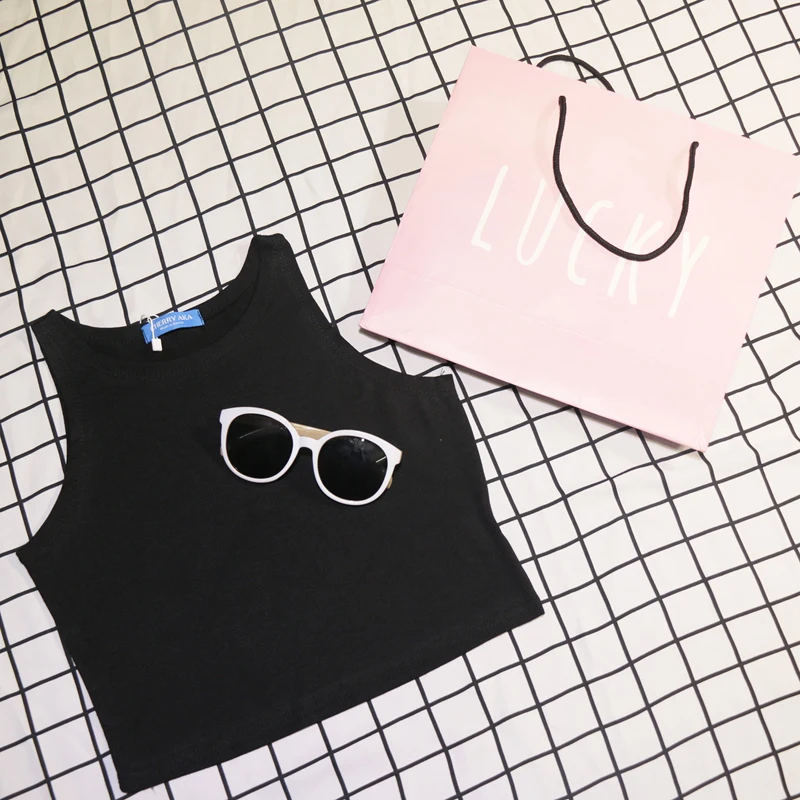 Женская майка с круглым вырезом однотонная простая тонкая летняя одежда в