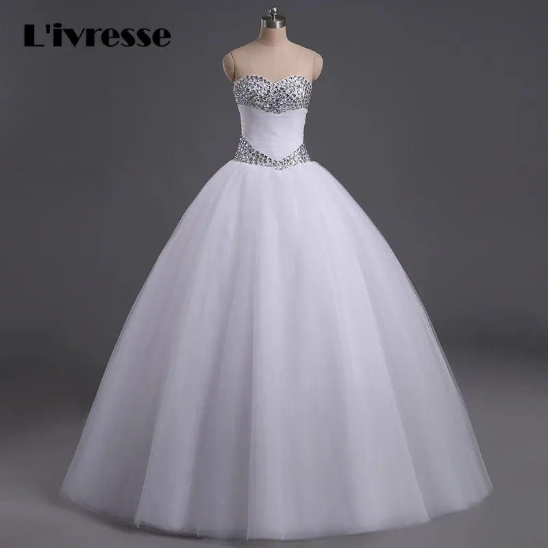Real Photo Cheap Wedding Dresses China Sweetheart Ball Gown Tulle With Crystal Vestido Noiva 2017 Lace Up Back | Свадьбы и торжества