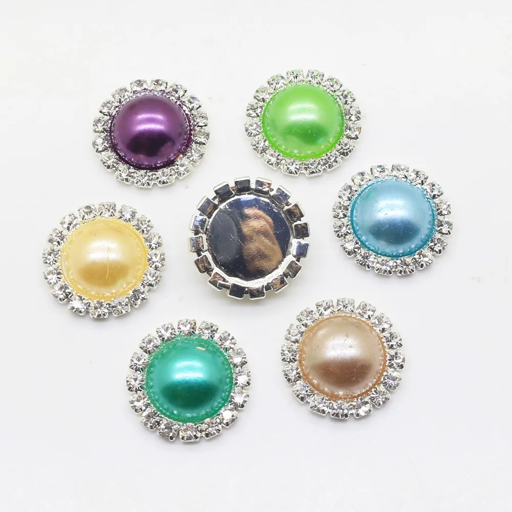 Круглые блестящие жемчужные пуговицы с плоской задней поверхностью 10 шт. 21 мм для