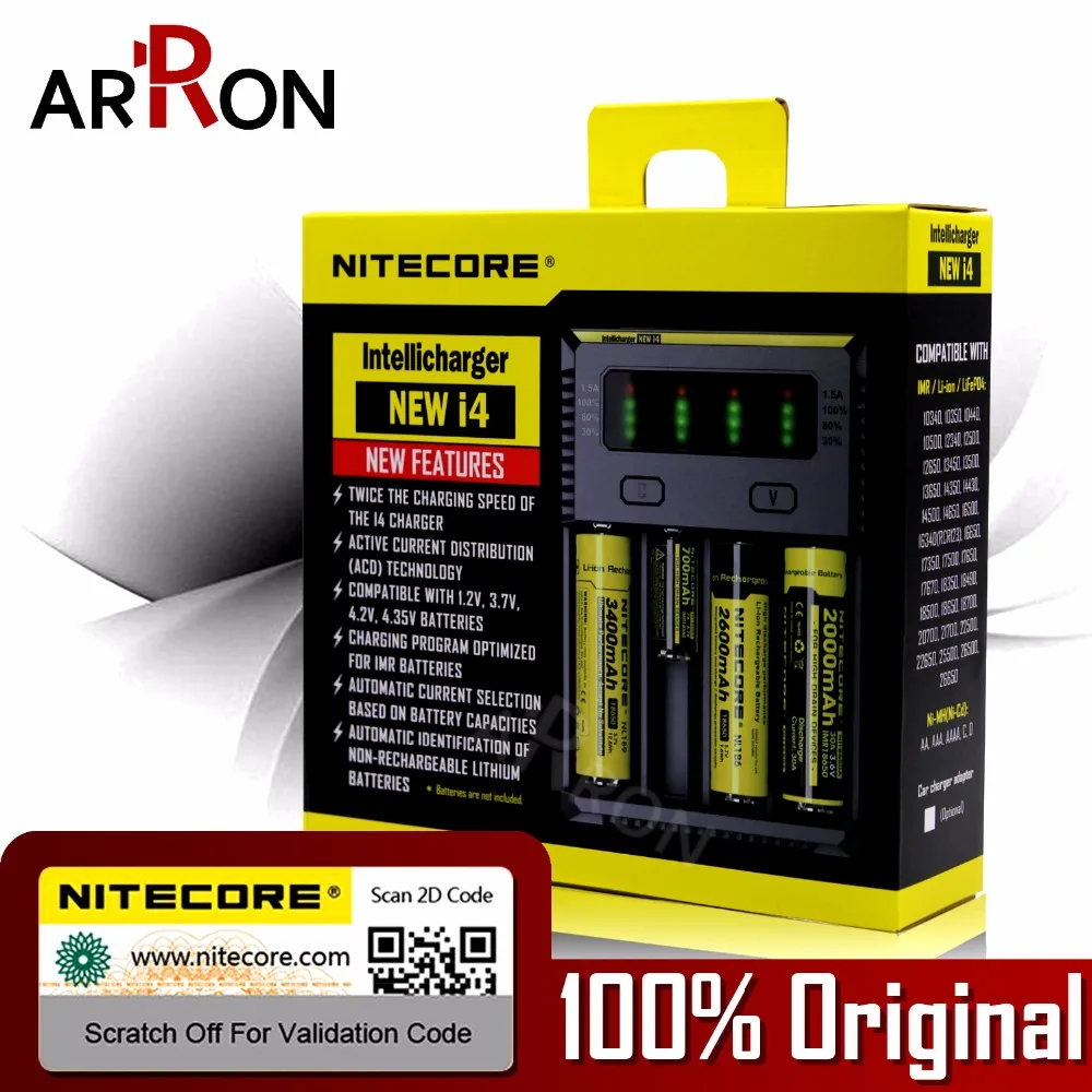 100% оригинал NItecore D4 D2 Новый I4 I2 Digicharger LCD Интеллектуальный литий ионный AA AAA 18650 14500
