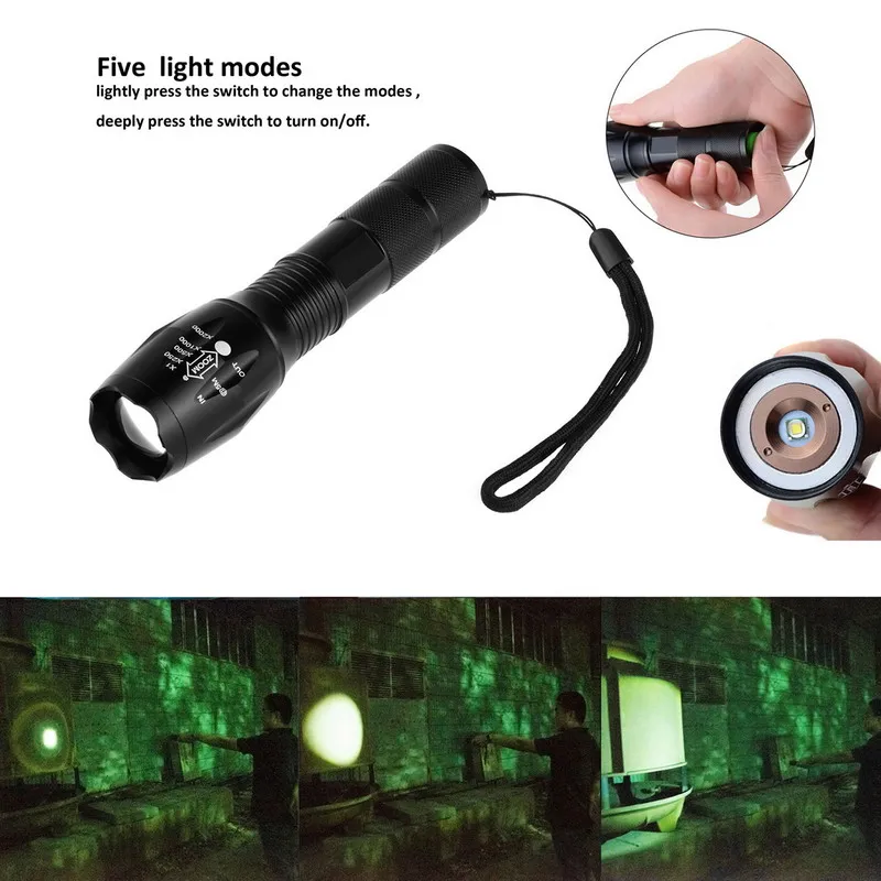 

Aluminum Waterproof Zoomable LED Flashlight Torch light for 18650 Rechargeable Battery or AAA 1 PC E17 XM-L T6 3800LM