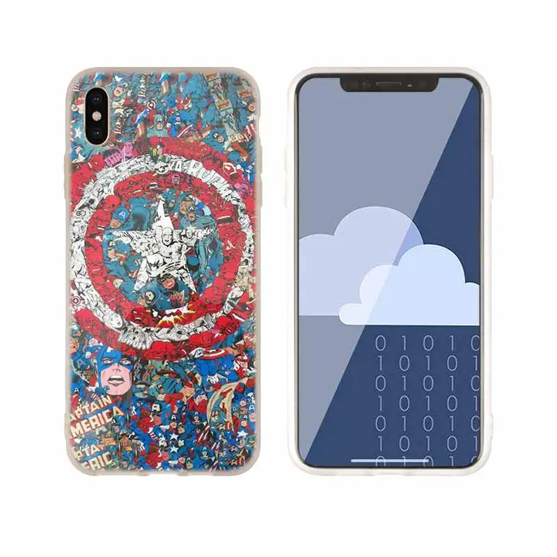 as the picture 11 Чехол для телефона s силиконовый мягкий чехол для iPhone 11 Pro X XS Max XR 6 6S 7 8 Plus 5 4S SE Marvel Coque чехол Капитан Америка - Цвет: as the picture 11