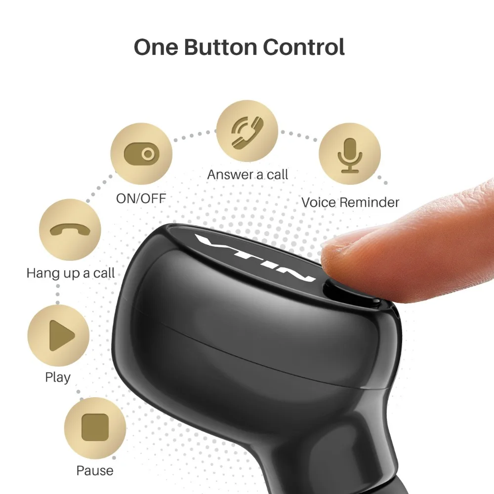 VTIN спортивные мини-наушники Bluetooth, беспроводные наушники Bluetooth 4,1, портативная гарнитура в деловом стиле с микрофоном
