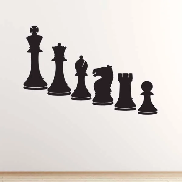 Chessmen настольная игра художественный Декор шахматные фигуры настенные наклейки s-грач, рыцарь, Бишоп, королева, король и пешка стены искусства Виниловые наклейки