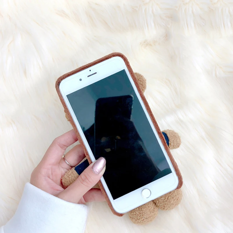 GlamPhone чехол, модный теплый меховой 3D плюшевый чехол с медведем для iphone 6, 6s, 6plus, 7, 7 plus, 8, 8 plus, милый мягкий чехол на заднюю панель с мультипликационным принтом